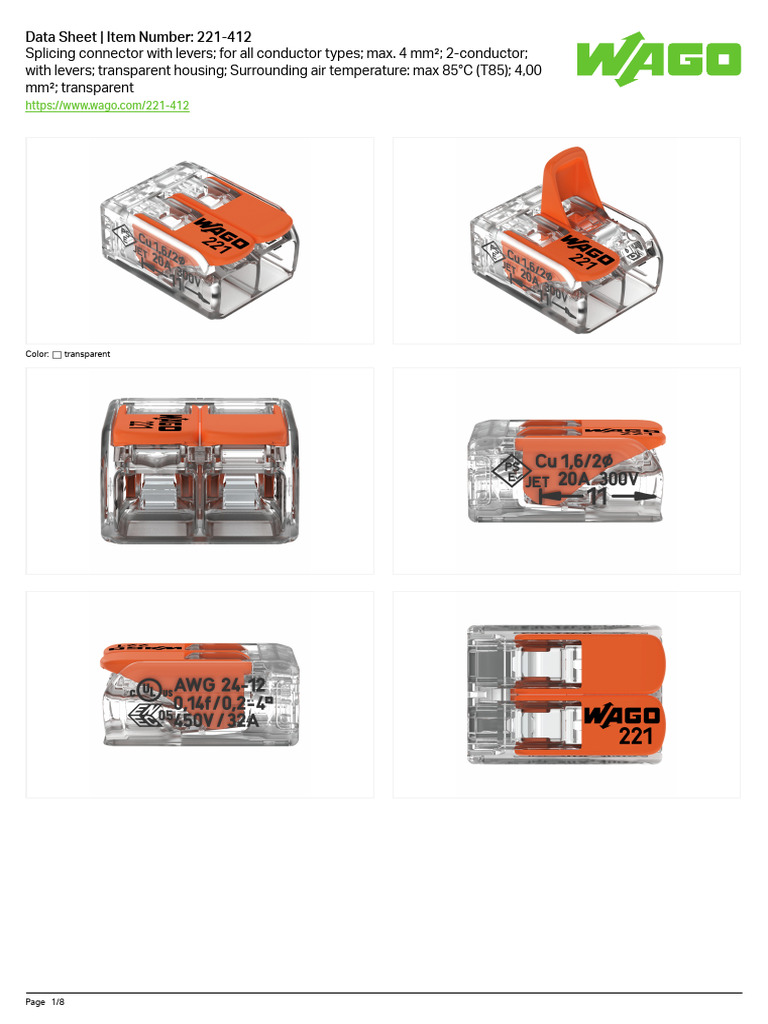 Wago 221 513 221 Series Mounting Carrier 24 12 Awg
