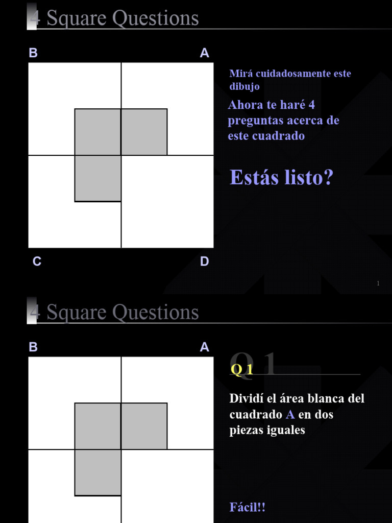 Cuadrados: 4 Preguntas de Área | PDF