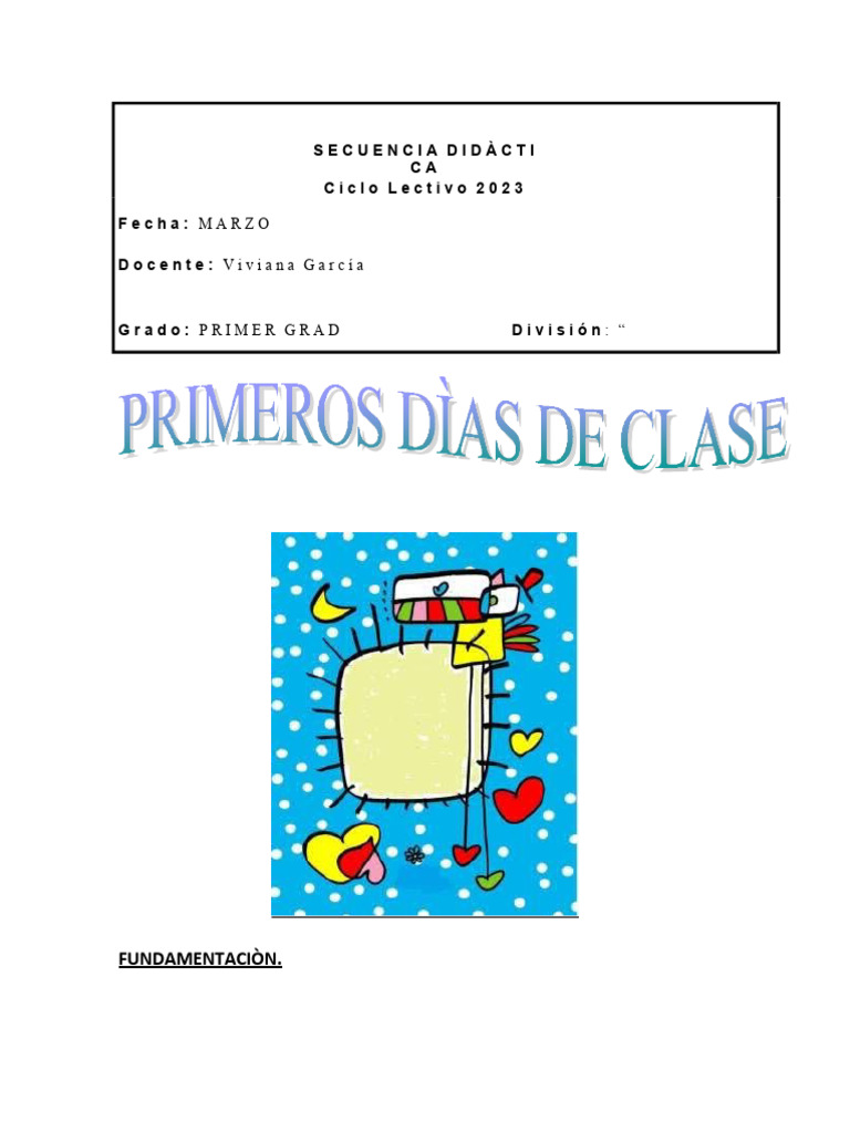 -Primeros-dias-primer-grado | Descargar gratis PDF | Educación de la ...
