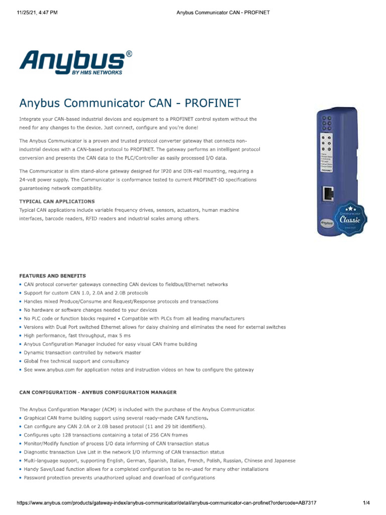 ANYBUS Profinet | PDF