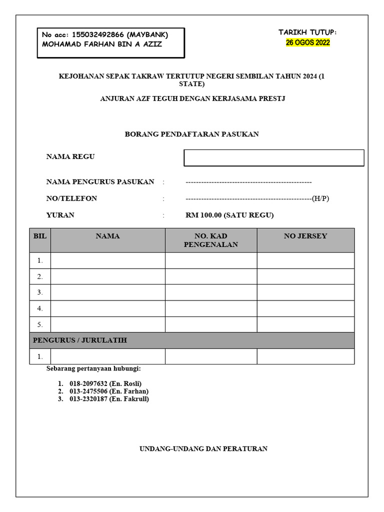 BoRanG & SYARAT SEPAK TAKRAW TERTUTUP | PDF