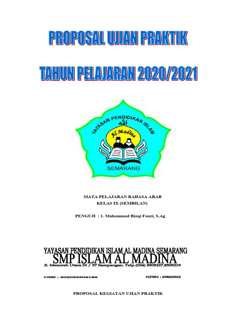 Proposal Ujian Praktik Bahasa Arab Kelas IX | PDF | Karier & Perkembangan