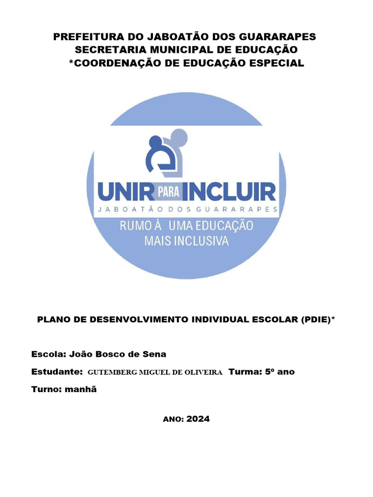 PDIE para Gutemberg - 5º Ano 2024 | PDF | Pedagogia | Imagem