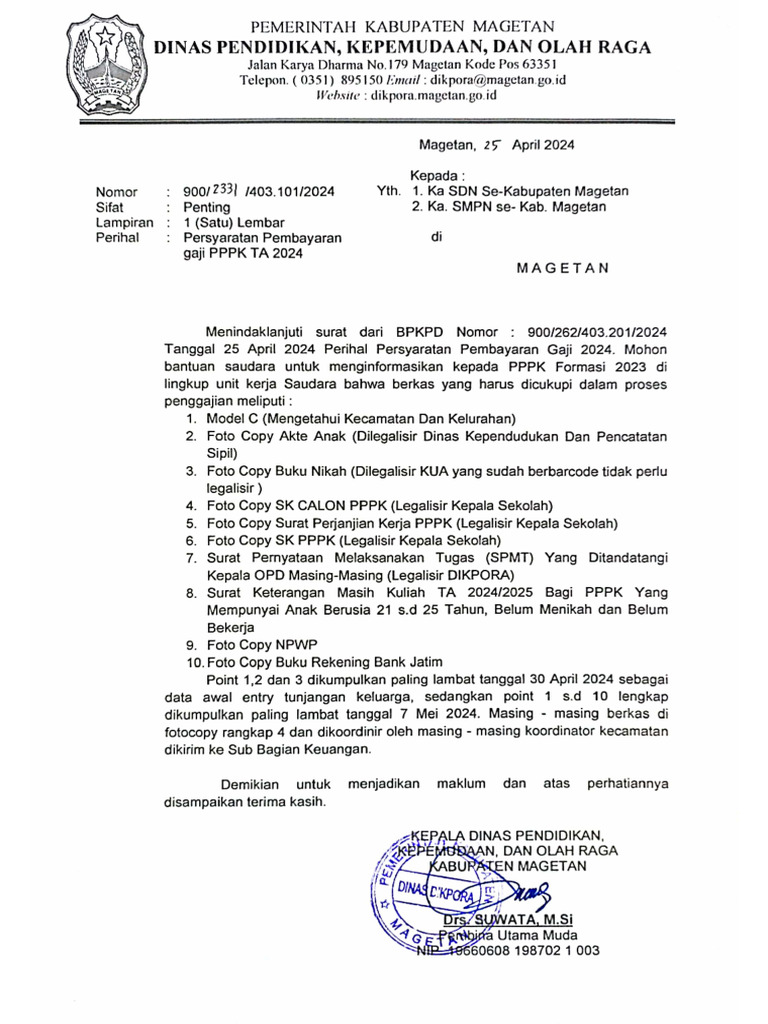 Persyaratan Pembayaran Gaji P3K 2024 | PDF