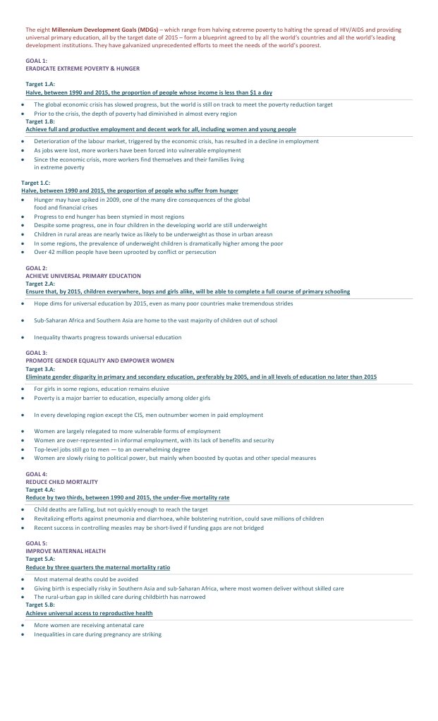 The Eight Millennium Development Goals Public Sphere Politics