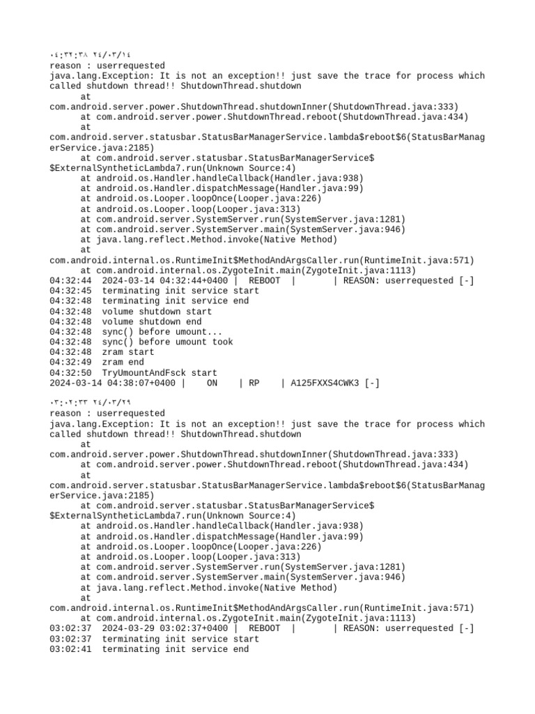 Android Shutdown and Reboot Logs | PDF | Java (Programming Language ...