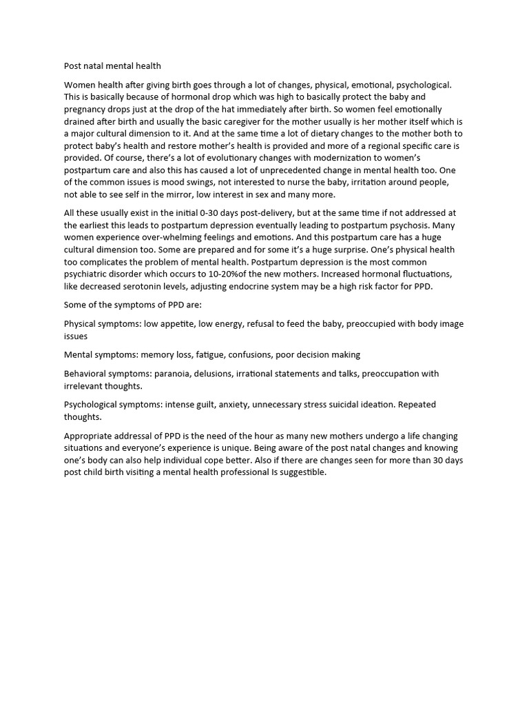 Postnatal Mental Health | PDF