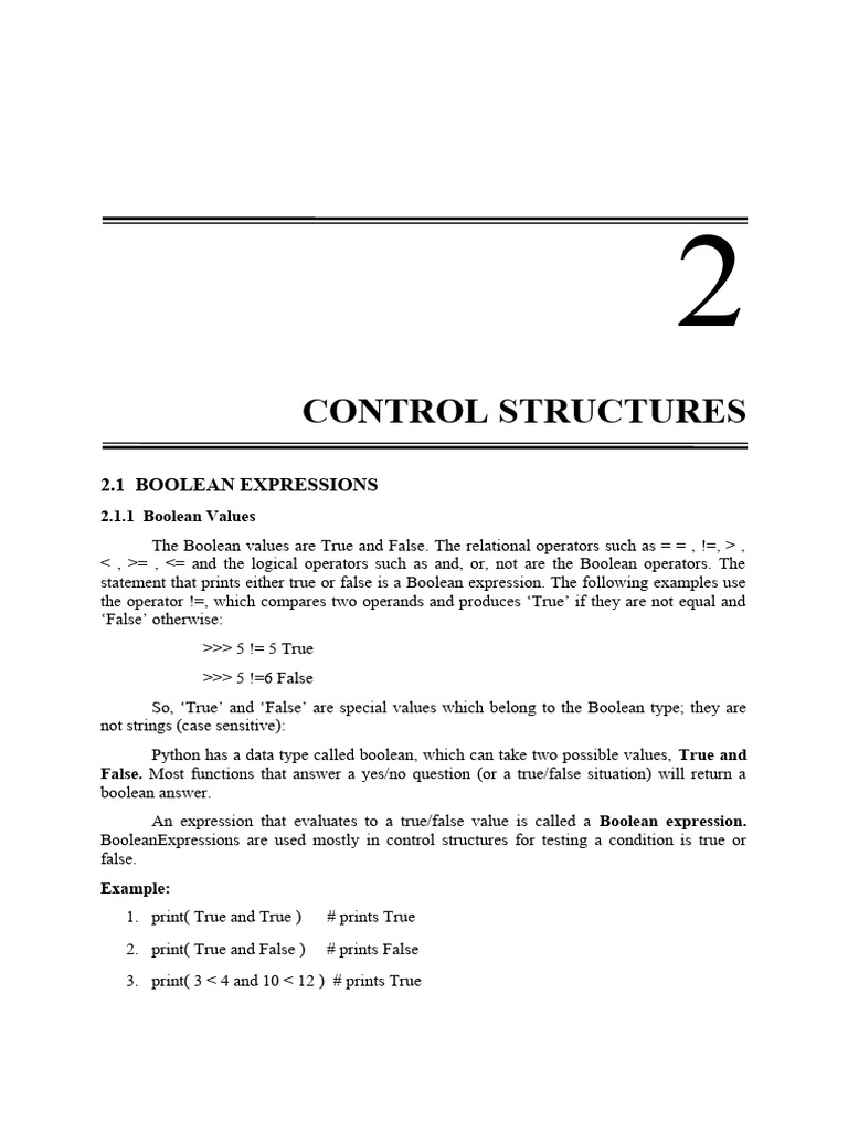 Python Control Structures Explained | PDF | Control Flow | Boolean Data ...