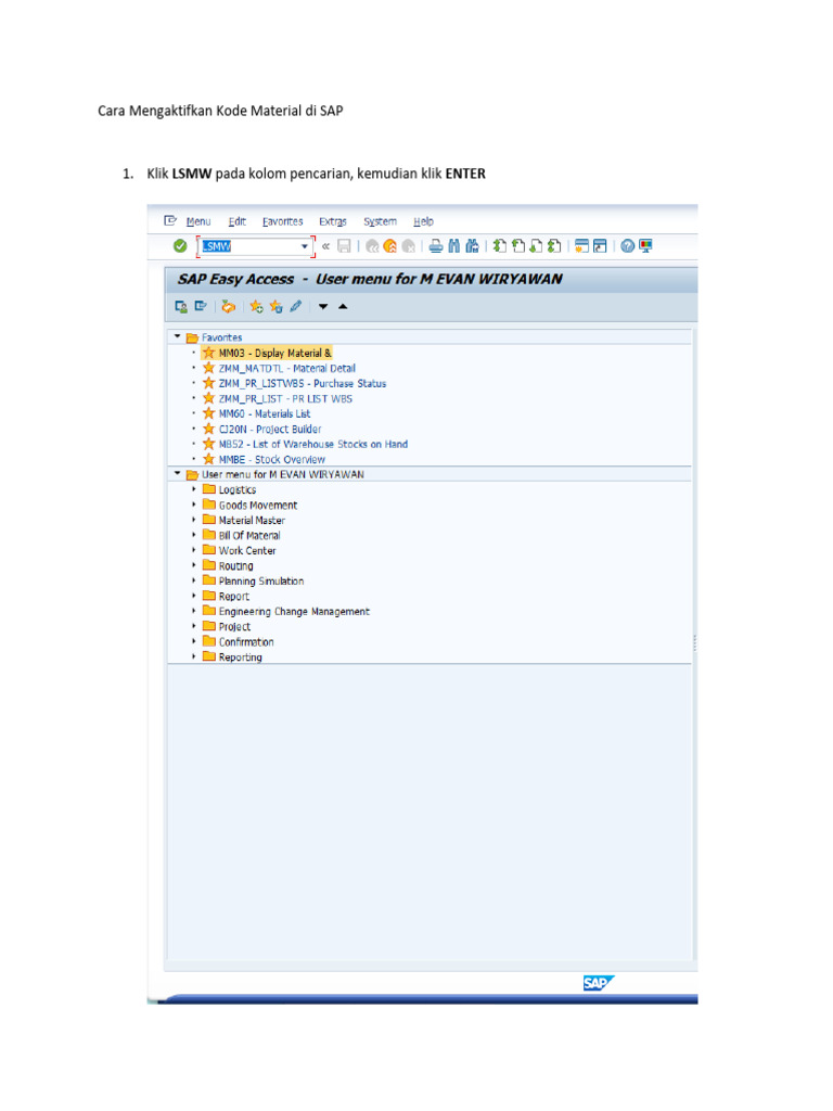 Mengaktifkan Kode Material di SAP | PDF