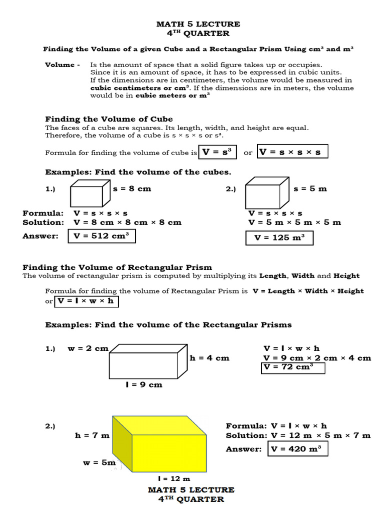 Math 5 Lecture-4th-Quarter | PDF