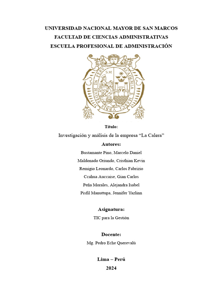Trabajo Sem 7 Grupo 1 La Calera | PDF | Internet de las Cosas | Business