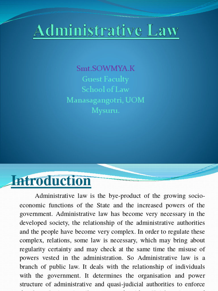 Notes - Administrative Law I | PDF | Rule Of Law | Tribunal