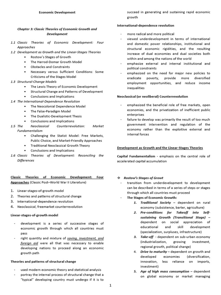 Economic Development Reviewer - Chapter 3 - Todaro and Smith | PDF ...