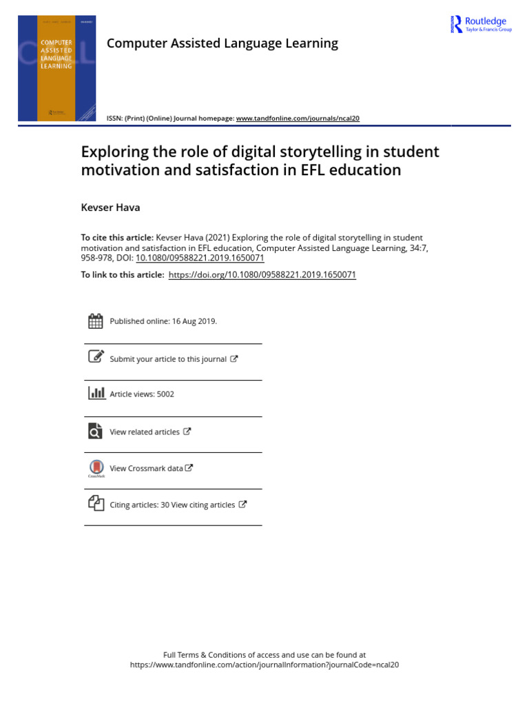 Digital Storytelling in EFL Motivation | PDF | Storytelling | Multimedia