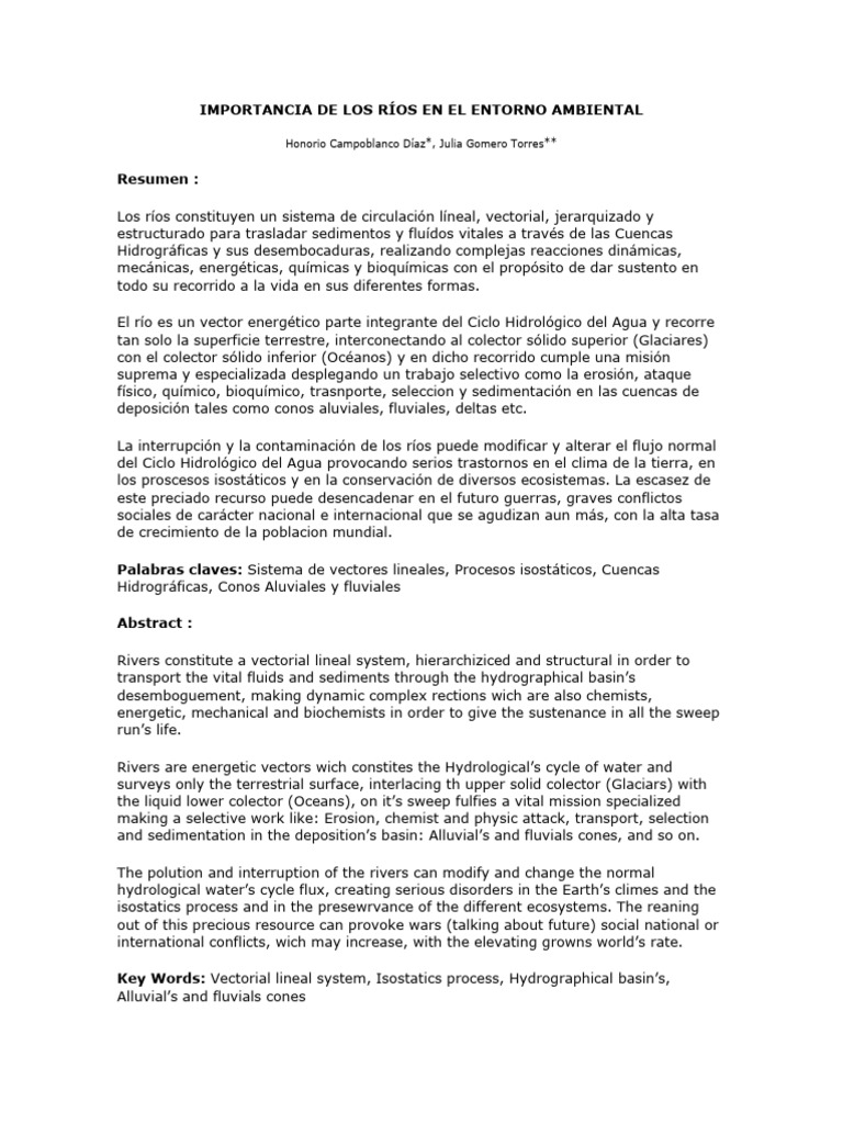 Importancia de los Ríos en el Ecosistema | PDF | Mangle | Agua