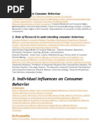 Individual Influences On Consumer Behavior: 1. Introduction To Consumer Behaviour