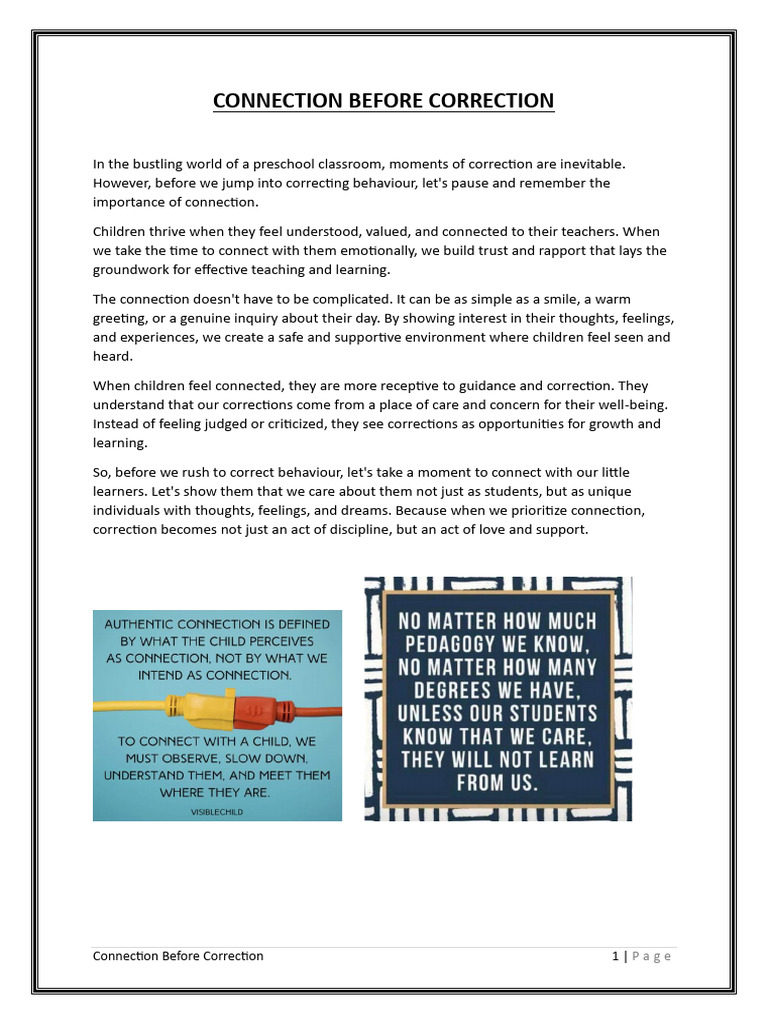 Connection Before Correction | PDF | Career & Growth | Self-Improvement
