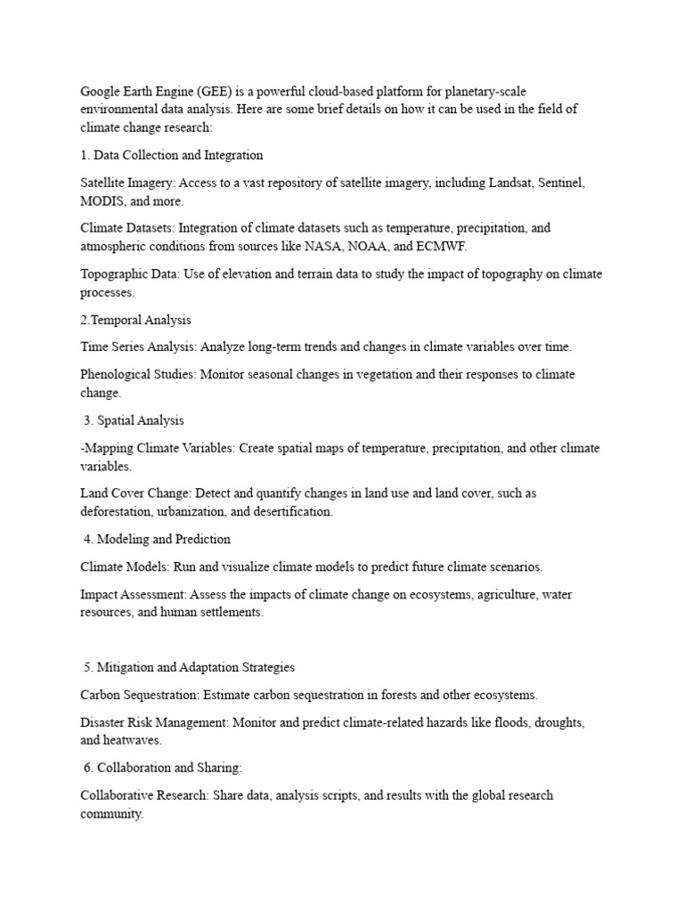Google Earth Engine for Climate Research | PDF | Climate Change | Climate