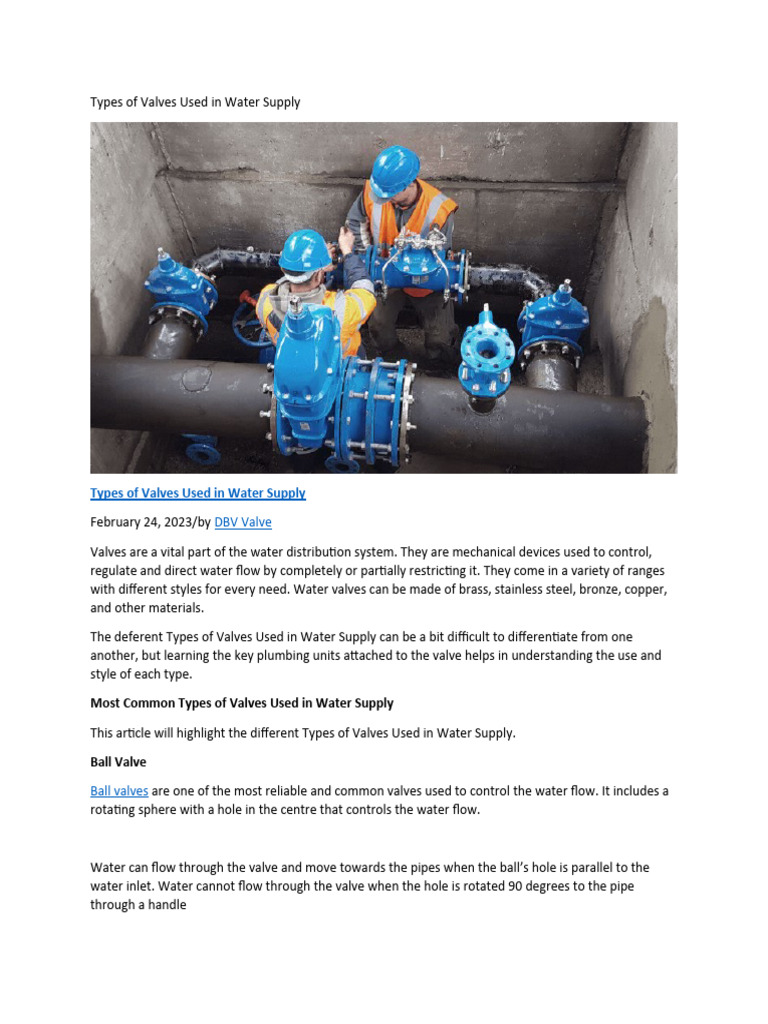 Types of Water Supply Valves Explained | PDF | Valve | Tap (Valve)