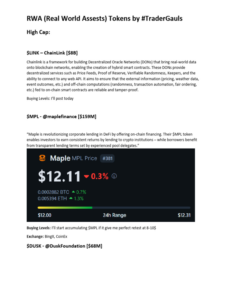 RWA by #TraderGauls | PDF | Cryptocurrency | Economies
