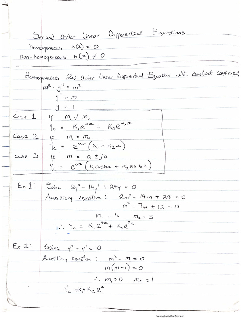 Second Order Differential Equation | PDF