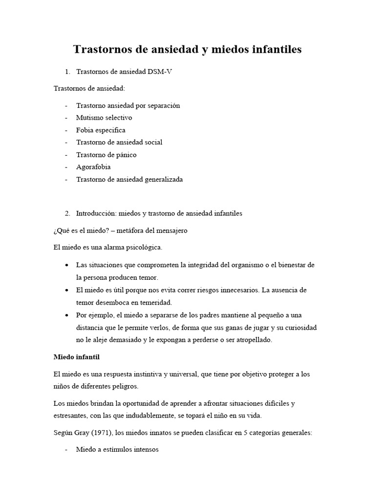 Ansiedad y Miedos Infantiles | PDF | Ansiedad | Trastorno de ansiedad