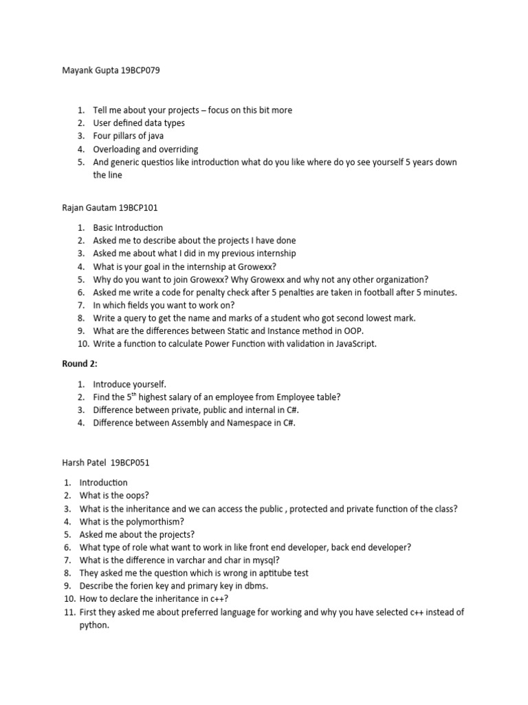 Tech Interview Prep Guide | PDF | Databases | C++