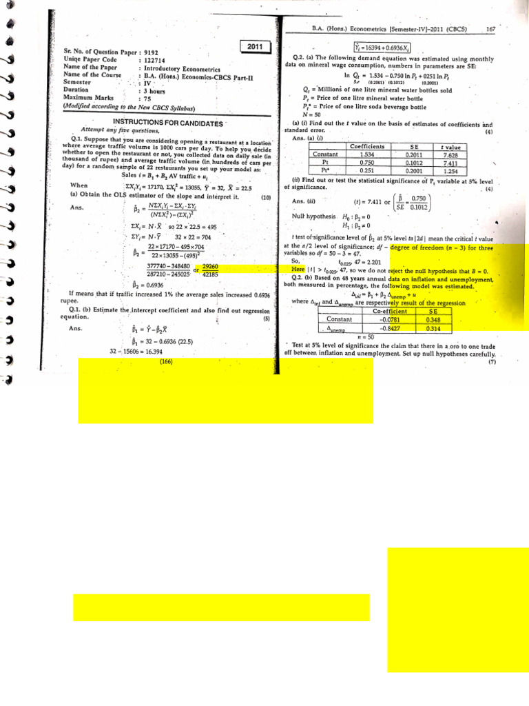 Ecotrix PYQ Sem 4 | PDF