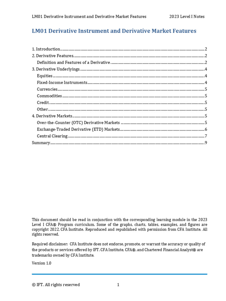 Derivative Study Notes | PDF | Derivative (Finance) | Option (Finance)