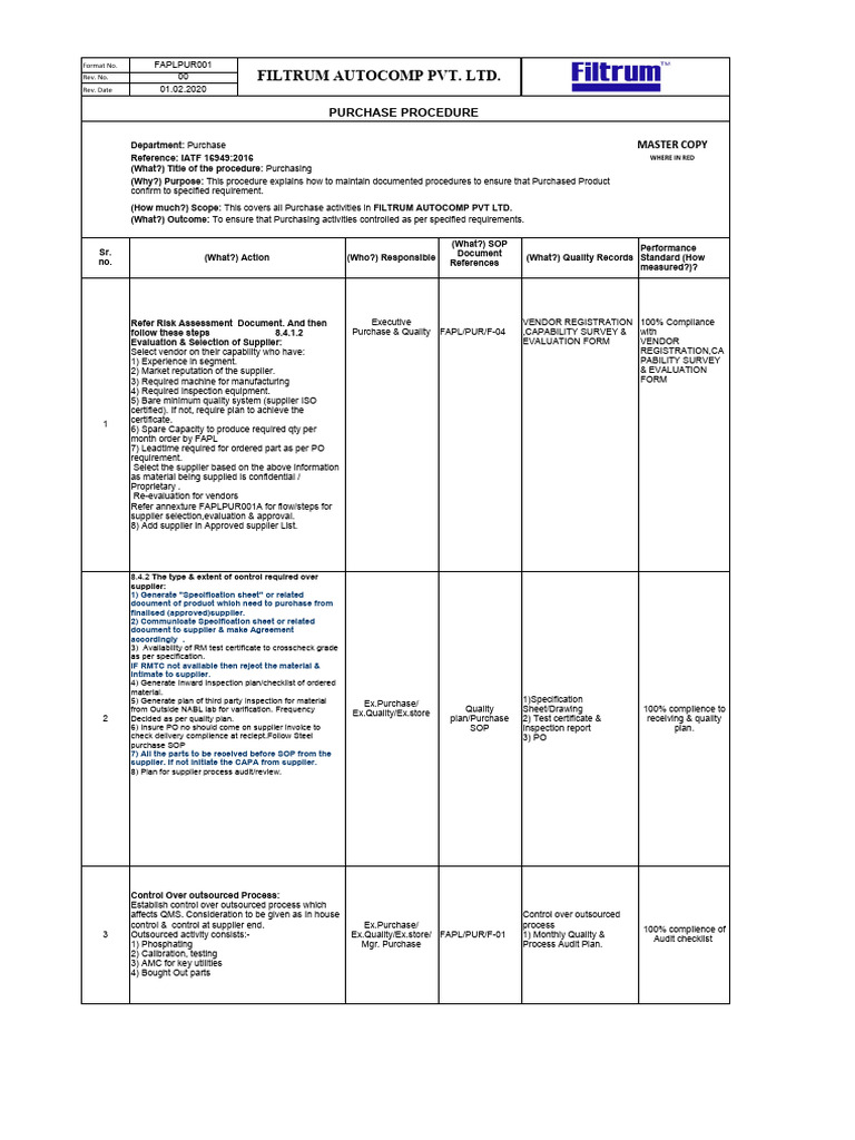 Filtrum Autocomp Purchase Procedure | PDF | Specification (Technical ...