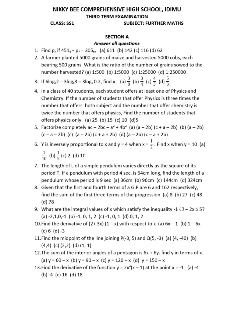June 2023 Ss1 Fur Maths Download Free Pdf Circle Euclidean Geometry