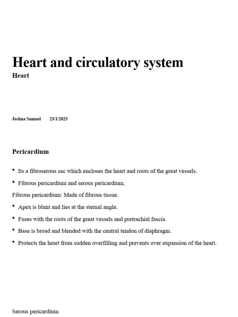 Heart Anatomy Pdf Heart Valve Heart