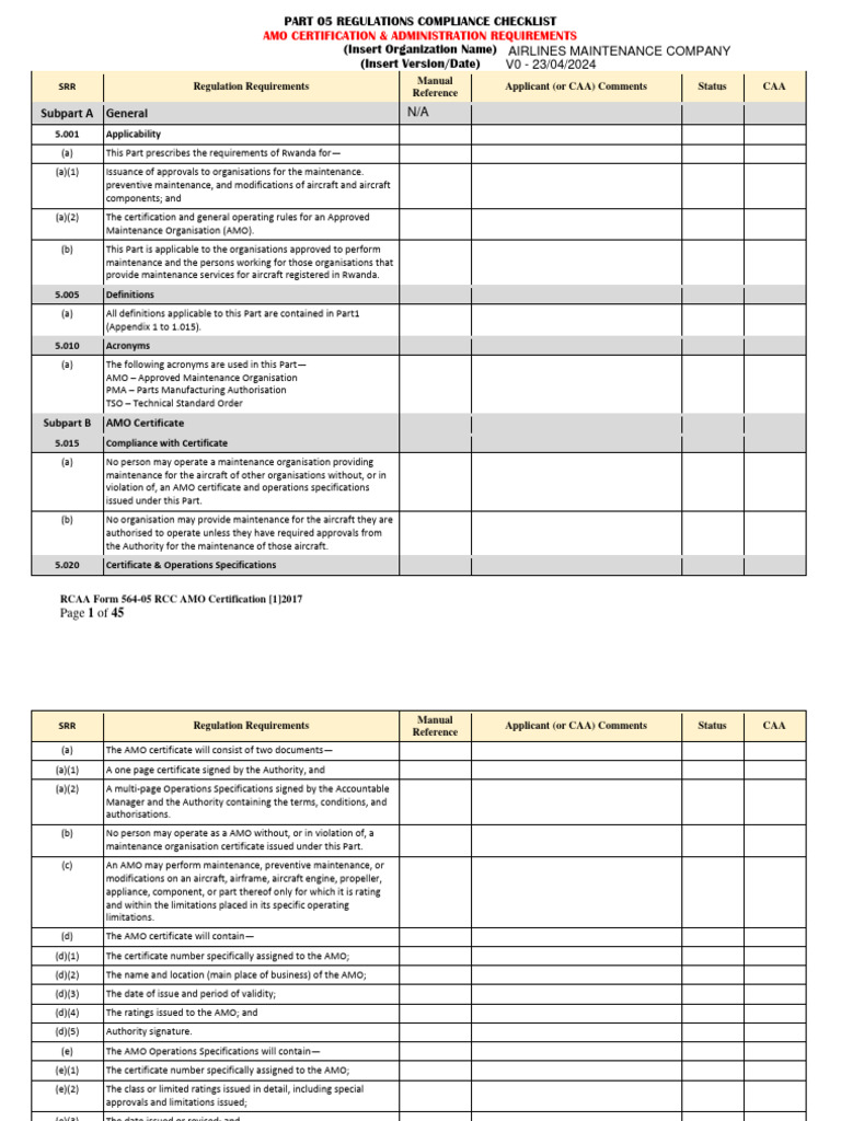 AMO Certification Compliance Checklist | PDF | Pressure Measurement | Radio