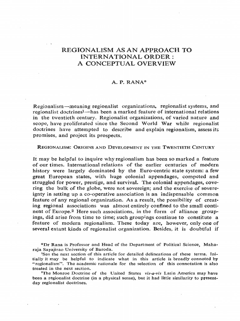 Overview of Regionalism in Global Politics | PDF | Middle East ...
