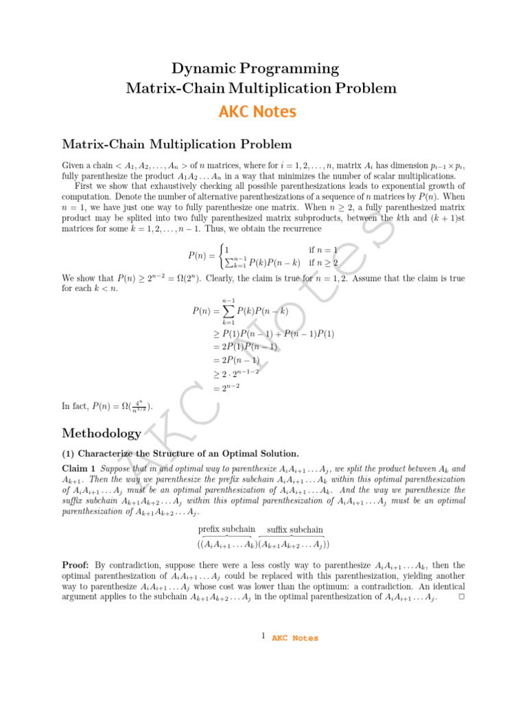 Matrix-Chain Multiplication Optimization | PDF | Matrix (Mathematics ...