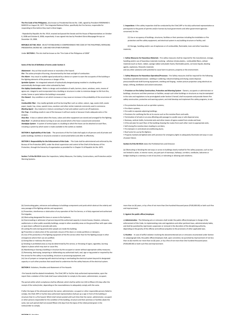 Fire Code of the Philippines 2008 Overview | PDF | Fire Safety | Fires