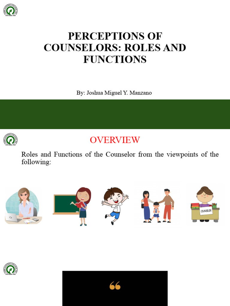 Roles and Functions of The Counselor in Different Viewpoints | PDF ...