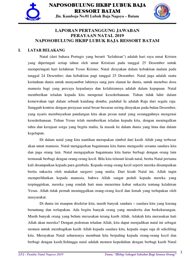 LPJ Panitia Natal HKBP Lubuk Baja 2019 | PDF