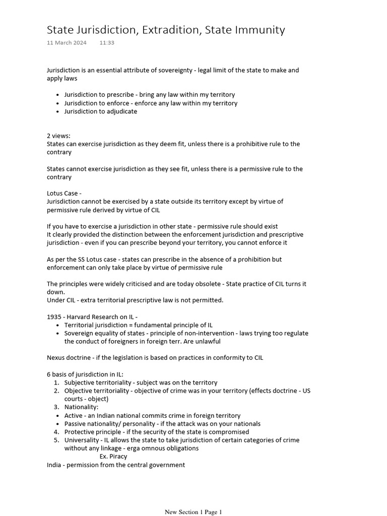 Understanding Jurisdiction in International Law | PDF | Extradition ...