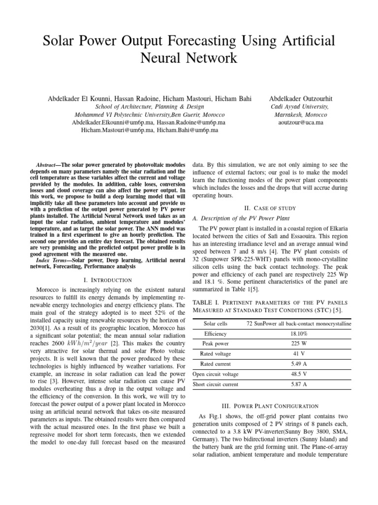 Solar Power Forecasting with ANN | PDF | Photovoltaics | Forecasting