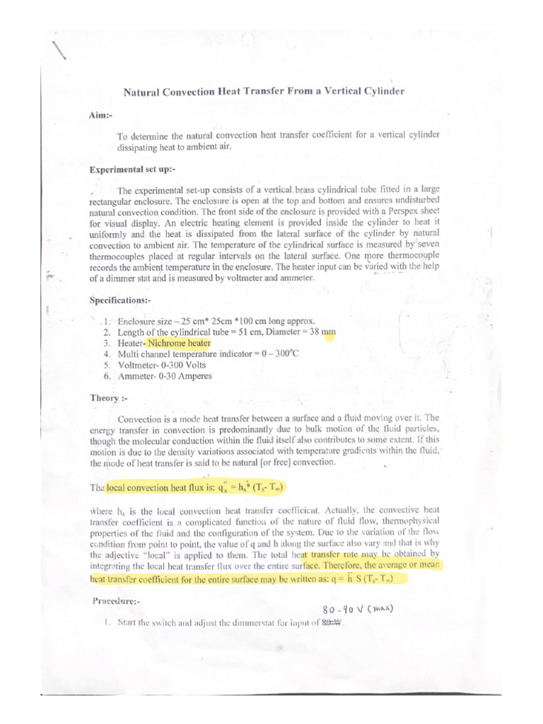 Natural Convection Heat Transfer From A Vertical Cylinder | PDF