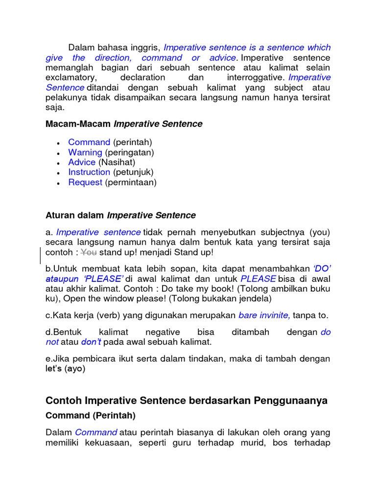 Panduan Lengkap Imperative Sentence | PDF