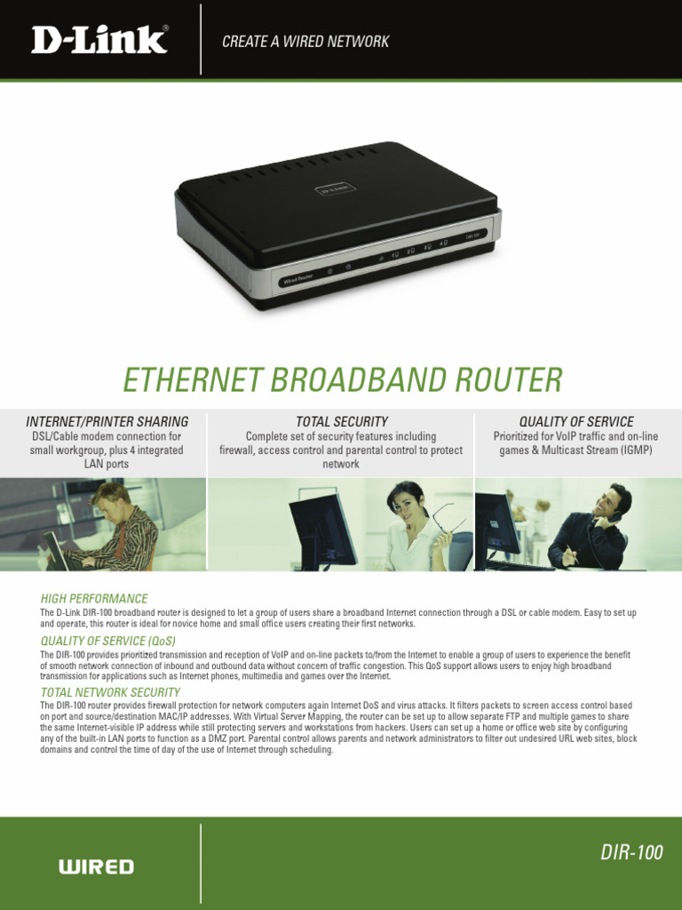 D-Link DIR-100 Router Overview | PDF | Computer Network | Internet