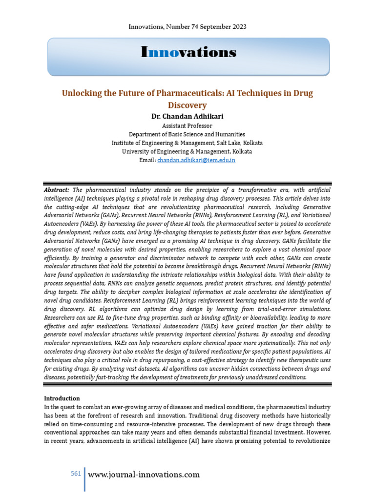 AI Innovations in Drug Discovery | PDF | Drug Discovery | Artificial ...