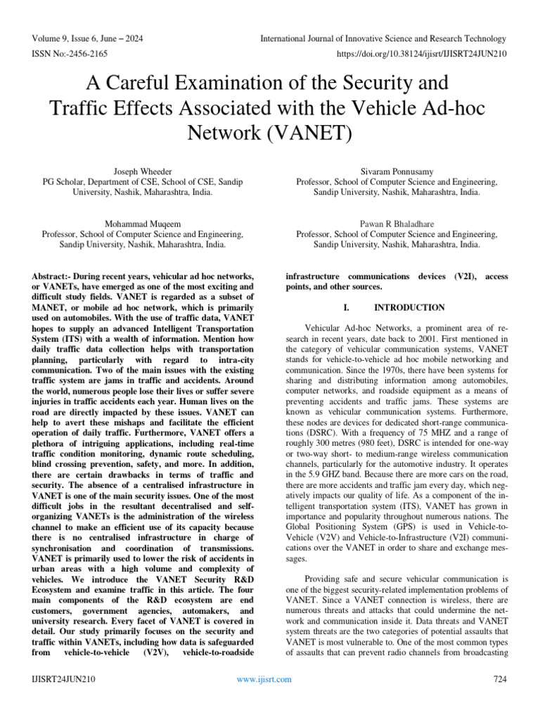 VANET Security and Traffic Analysis | PDF | Wireless Ad Hoc Network ...