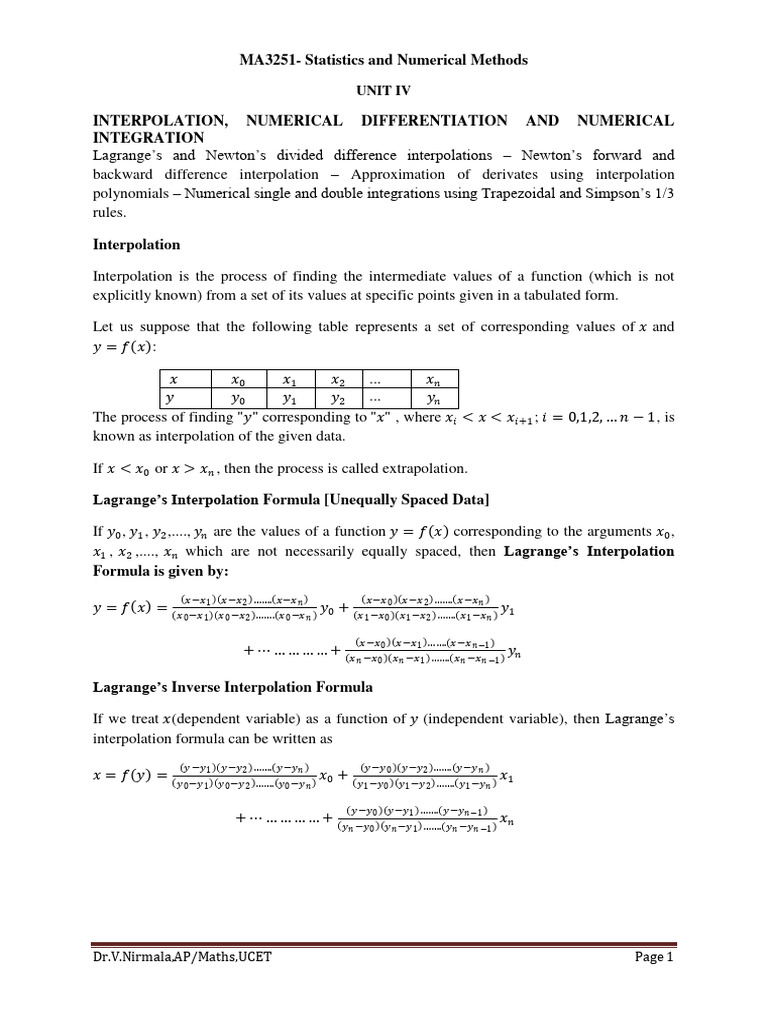 Lagrange Interpolation Methods Explained | PDF | Finite Difference ...