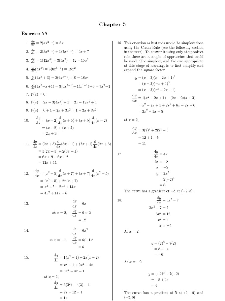 Exercise 5A: Dy DX 2 1 | PDF | Sine | Trigonometric Functions