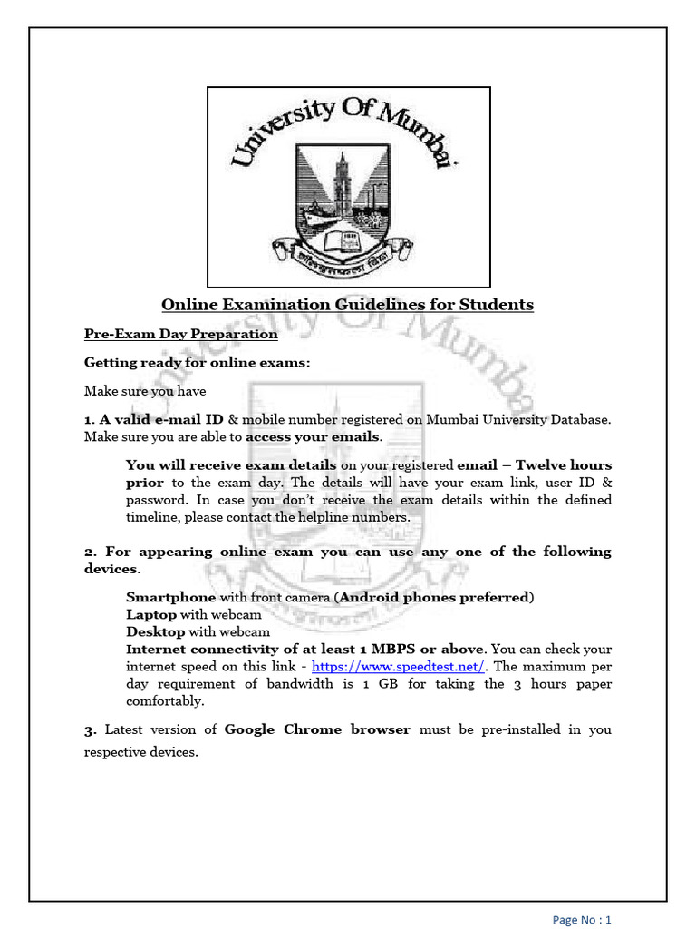 Online Exam Guidelines for Mumbai Students | PDF | Android (Operating ...