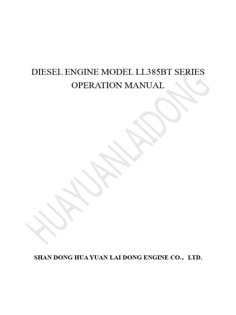 Diesel Engine LL385BT Operation Manual | PDF | Internal Combustion ...