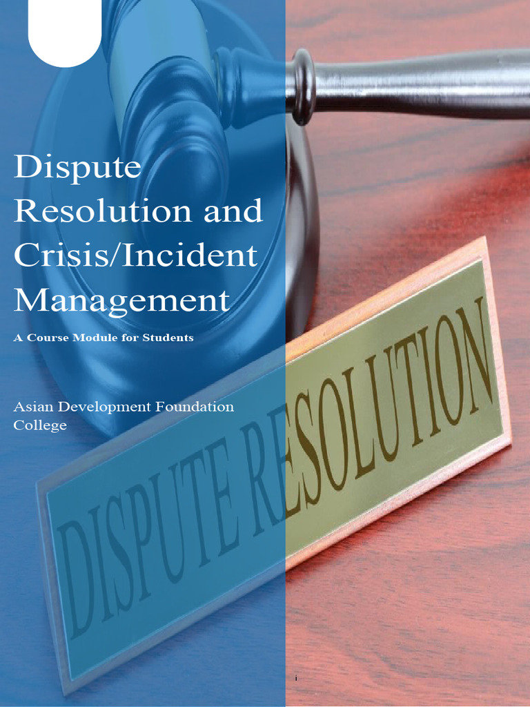 Dispute Resolution & Crisis Management Module | PDF | Crisis Management ...